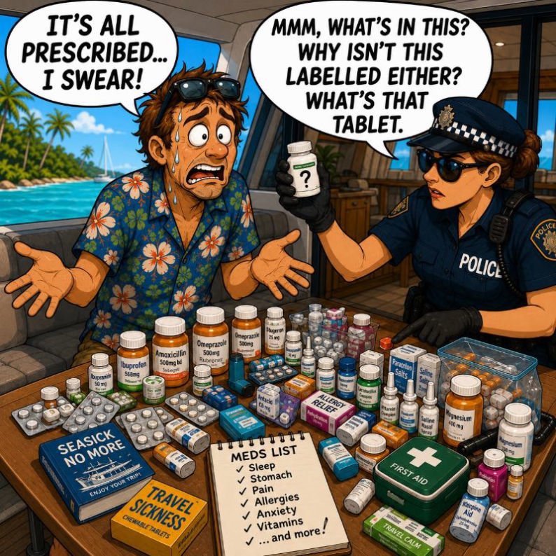 Comical Medications Check with Police