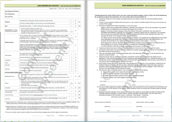Sailing Crew Advice Form