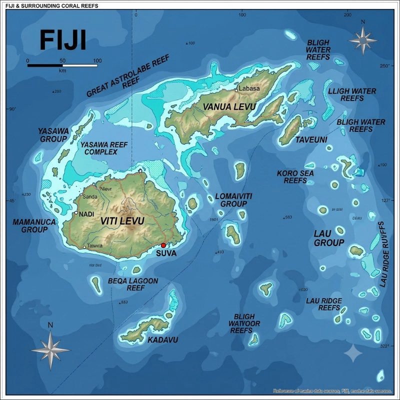 Map of the Fiji Islands