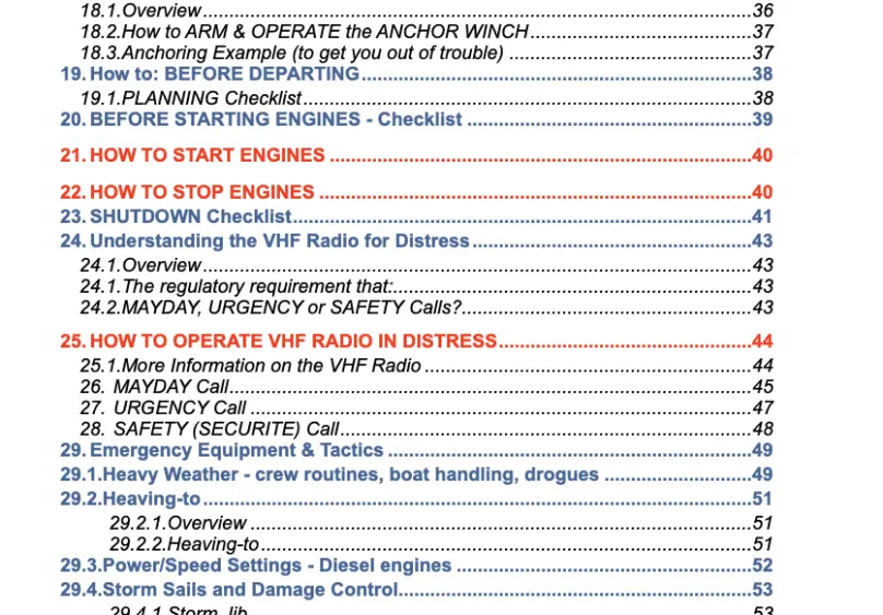 Index From Offshore Crew Manual